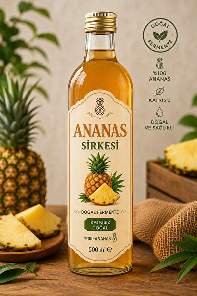 GÖNÜLDEN KURUYEMİŞ ANANAS SİRKESİ DOĞAL FERMENTE ORGANİK CAM ŞİŞE 500ML