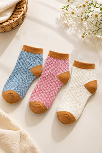 PANİVUE Girl's 3-Piece Patterned Booties Socks
