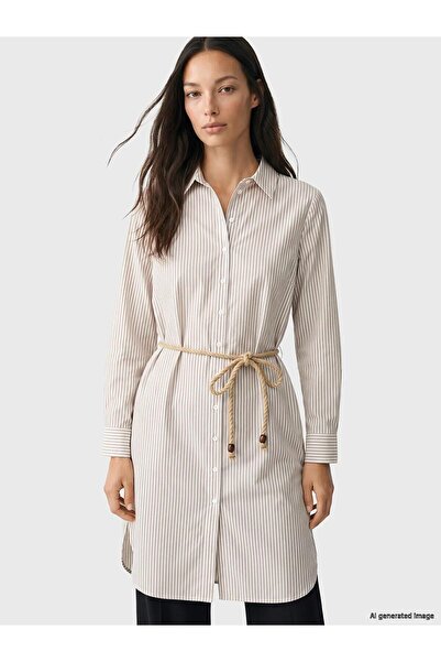 LC Waikiki Striped Belted Women's Shirt Tunic (W6)