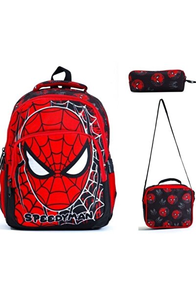 3E yaşam Orthopedic - Spider Patterned 3-Piece School Bag Set with Lunch Box ...