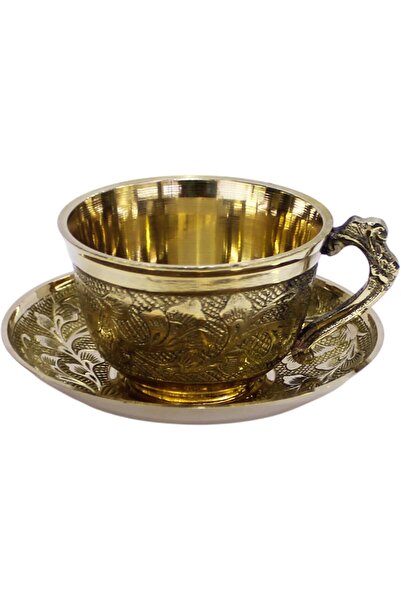 Generic Latas Traditional Style Pure Embossed Design Brass Tea Cup with Sauce...