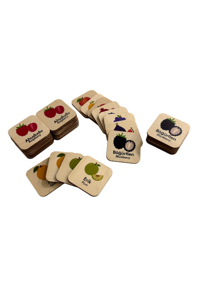 Mind of Toys Memory Cards Matching Game, Fruits, 20 Pairs / 40 Wooden Cards