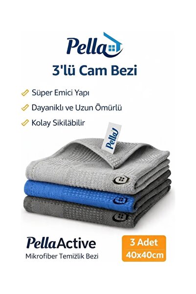 Genel Markalar 3'lü Ekstra Büyük Emici Mikrofiber Cam ve Temizlik Bezi Seti (...