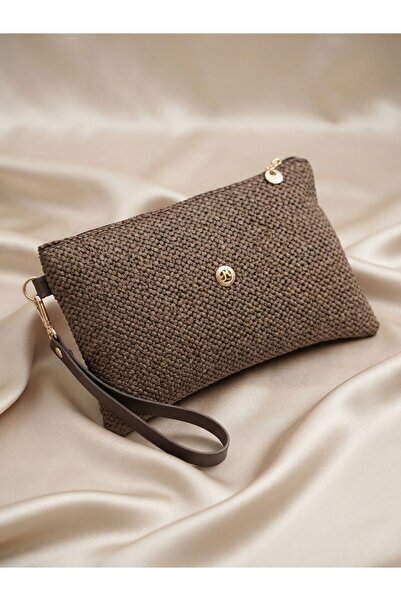 Interstellar Up- Kadın Örgü Hasır Görünümlü Bilek Askılı Portföy Clutch Çanta