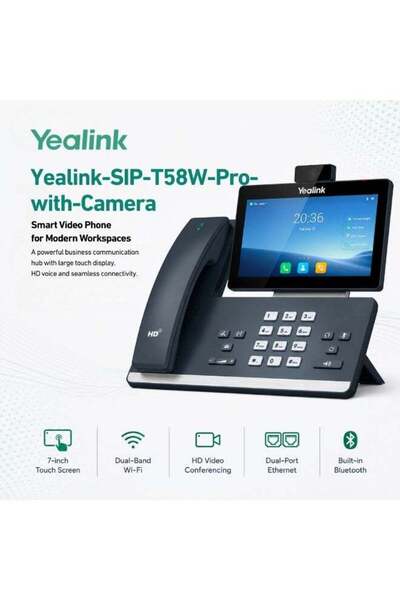 Yealink SIP-T58W Pro with Camera Smart Business Phone - Android 9.0, 7-Inch T...