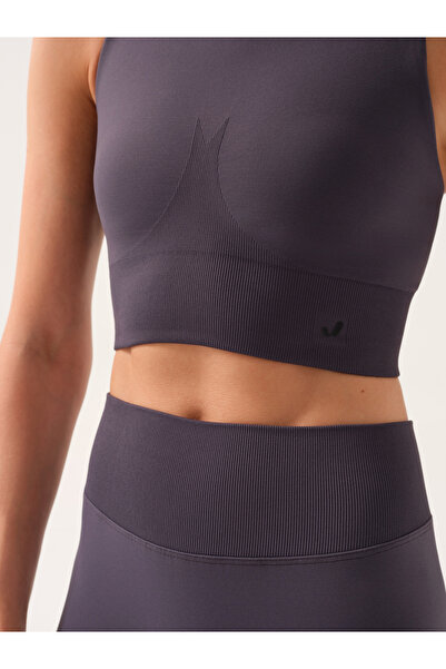 Jerf Motion Yumuşak Dokulu Crop Top Carbon