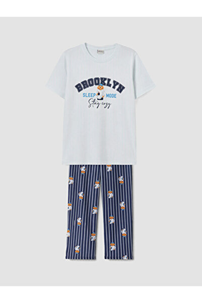 LC Waikiki Rmz Gi̇yi̇m Farkiyla Zero Roba Collar Boys' Pajama Set