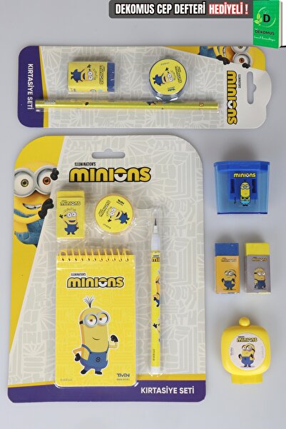 Minions x Dekomus , Lisanslı 11 Parça Kırtasiye Seti Silgi,Kurşun Kalem,Not D...