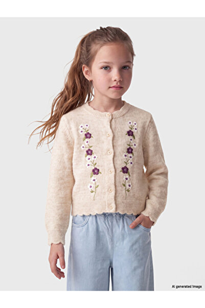 LC Waikiki Sparkling Choices Floral Embroidered Girls' Knitwear Cardigan from...