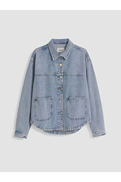 LC Waikiki Rmz Gi̇yi̇m Farkiyla Loose Fit Women's Jean Shirt Jacket