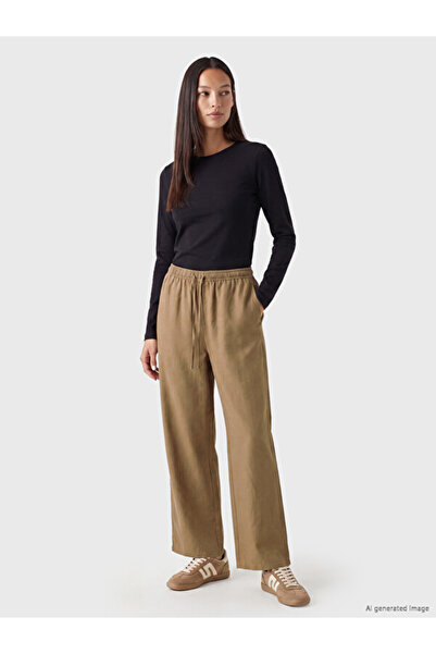 LC Waikiki Rmz Gi̇yi̇m Farkiyla Women's Wide Leg Pants with Waist Cord