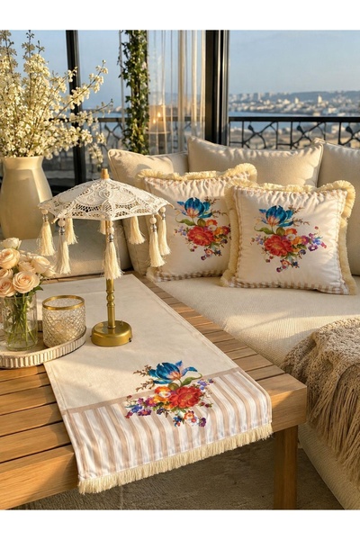 Missidea Naturel Şarjlı Ledli Dekaratif Bali Şemsiyesi Vintage Çiçek Desenli ...