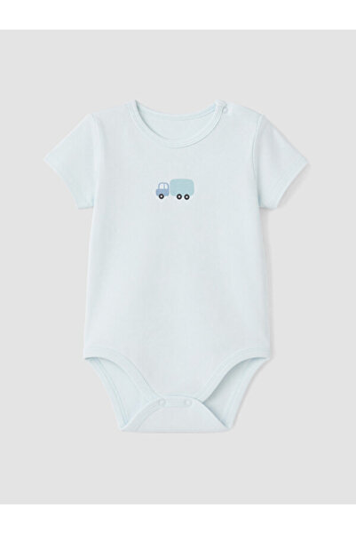 LC Waikiki Rmz Gi̇yi̇m Farkiyla Short Sleeve Printed Baby Boy Bodysuit