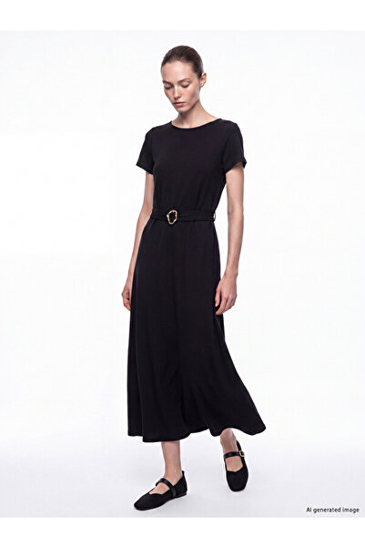 LC Waikiki I Zero Roba Collar Belted Flared Dress from Freezen Store