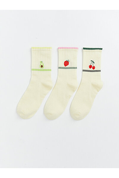 LC Waikiki Esvab • Modern & Distinctive Fruit Embroidered Women's Socks 3-Pie...