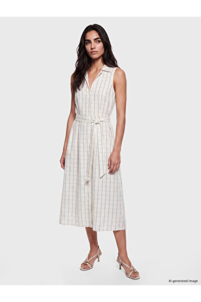 LC Waikiki I Checkered Embroidered Belted Shirt Dress from Freezen Store