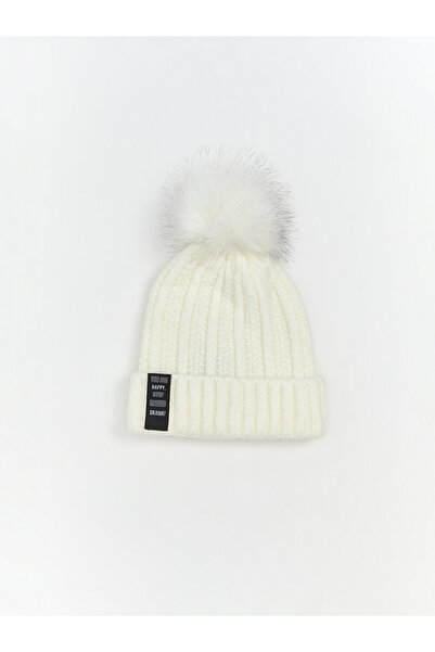LC Waikiki Rmz Gi̇yi̇m Farkiyla Girls' Beret with Pompom Detail