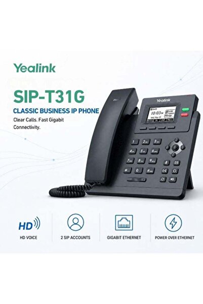 Yealink SIP-T31G Classic Gigabit IP Phone - 2.3-Inch Backlit LCD, 2 SIP Accou...
