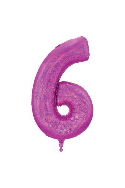 OEM Balon din folie holografică fuchsia, numărul 6 - 60cm