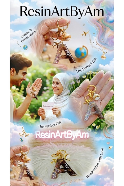 ResinArtByAm Letter A keychain (handcrafted and personalized)