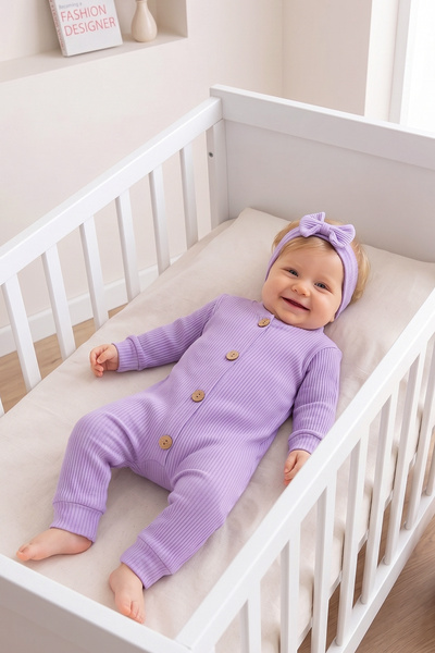 Babymod Cotton Baby Girl Romper Set with Corded Buttoned Buttoned Detail and ...