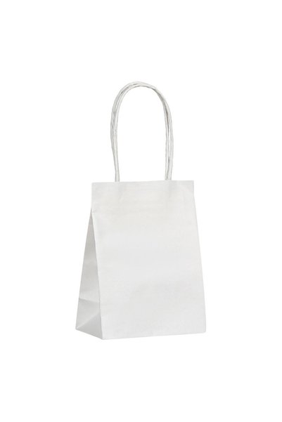 OEM Pungă cadou din carton kraft alb 10.8x14.6x6.4 cm cu mânere scurte