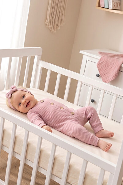 Babymod Cotton Baby Girl Romper Set with Corded Buttoned Buttoned Detail and ...