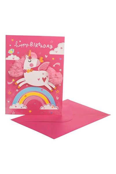 OEM Felicitare de Ziua de Naștere cu Unicorn 3D Curcubeu Roz 13x19cm cu Plic