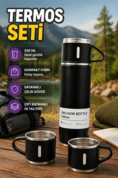 canrodi Stainless Steel Thermos Set 500 ml with Non-Slip Base, Double Layer, ...