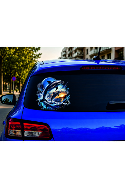 Birim Matbaa Spraying Cute Dolphins Auto Sticker (25X25 cm)