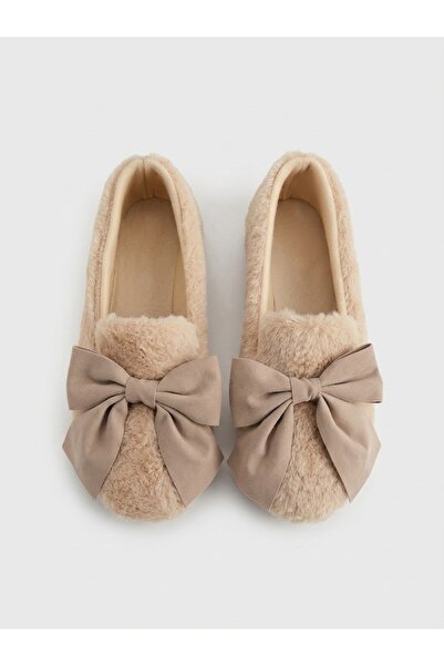 ZARICH Nora Soft Plush Non-Slip Sole Women's Ballerina Slippers with Bow Acce...