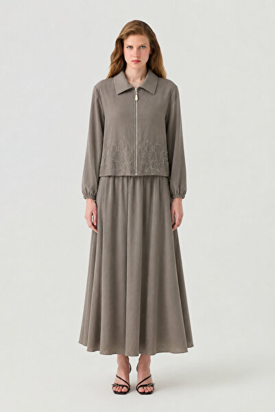 Puane Mink Skirt Suit with Stone Detail 14535