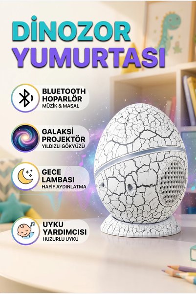 canrodi Bluetooth Galaxy Star Projector Night Light with Dinosaur Egg Design ...