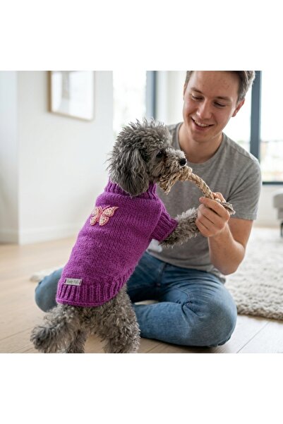 Lady Fify Purple Sweater with Butterflies for Cat and Dog