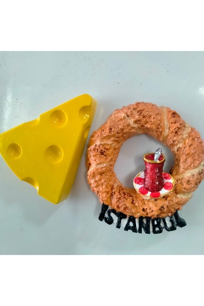 Minihobiev İkili İstanbul temalı kaşar peyniri ve simit magnet