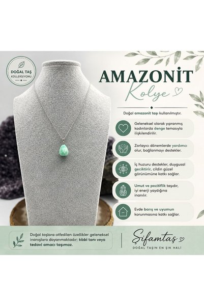 ŞİFAMTAŞ Amazonite Natural Stone Pendant