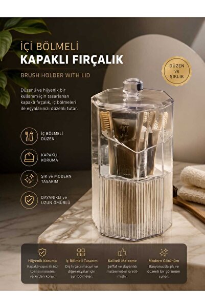 ici bölmeli kapakli fırçalık