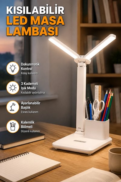 canrodi Dimmable Led Desk Lamp – Flexible Head, Pen Holder, and Phone Stand