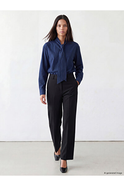 LC Waikiki Lcw Modest Black Wide Leg Women's Trousers with Elastic Waist