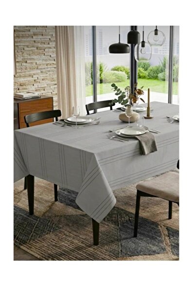 abnturk Gri Renkli Şık Görünümlü Masa Örtüsü 160x220cm Zerafetin Sofradaki Hali