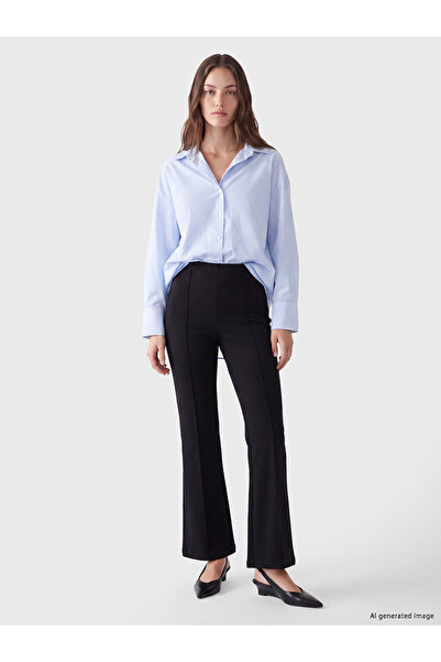 LC Waikiki Lcw Modest Black Slim Fit Flared Women's Trousers