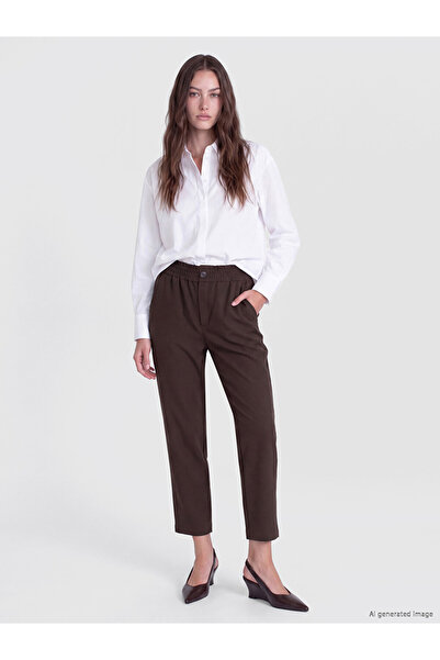 LC Waikiki Lcw Modest Brown Women's Elastic Waist Pants
