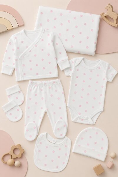KUZENLER BEBE KIZ BEBEK 7 PARÇA YENİDOĞAN HASTANE ÇIKIŞ ZIBIN SETİ kz7778