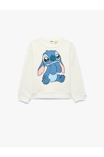 Koton Kids Κοριτσίστικο φούτερ με στάμπα Stitch, μακρυμάνικο, με λαιμόκοψη πο...