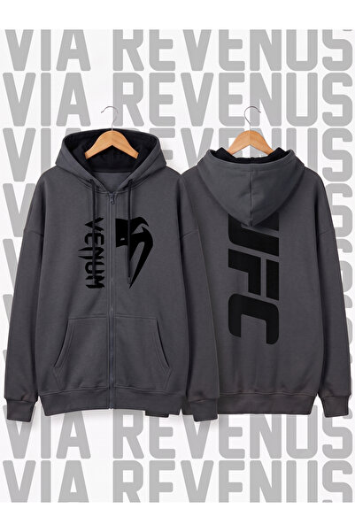 Vordevia Front and Back Printed Unisex Zippered Hooded Sweatshirt Cardigan