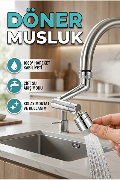 canrodi 1080 °   Rotating Faucet Nozzle – 3-Joint Flexible Head and 2 Flow Modes