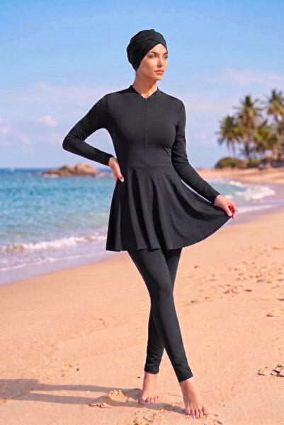 Ceylen Boneli Tesettür Swimsuit Fully Covered with Zippered Tights