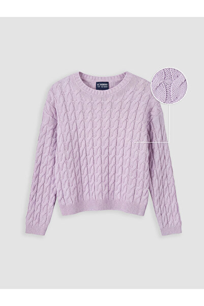 LC Waikiki Crew Neck Patterned Girl's Knitwear Sweater
