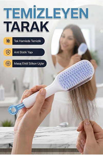canrodi Self Cleaning Ergonomic Hair Comb Silicone Toothed Hairbrush with Abs...