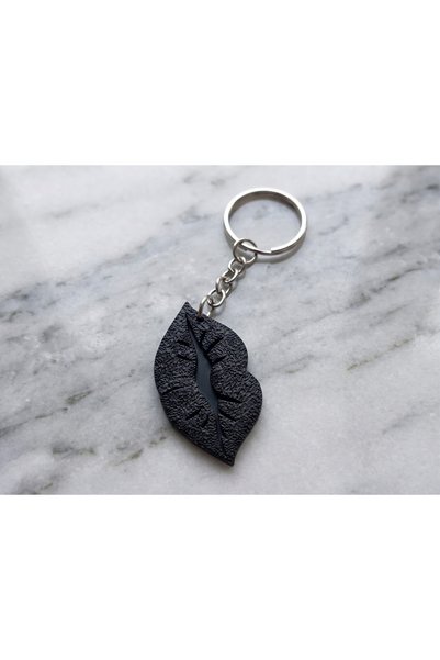 Generic Brand Stylized Lip Design Keychain - 3D Printing - Black
